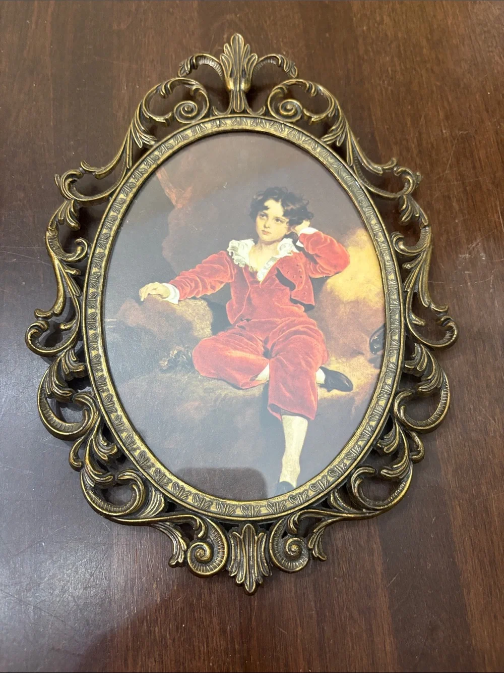 Classic Italy Gold Ornate Oval Wall Frame with Vintage Art